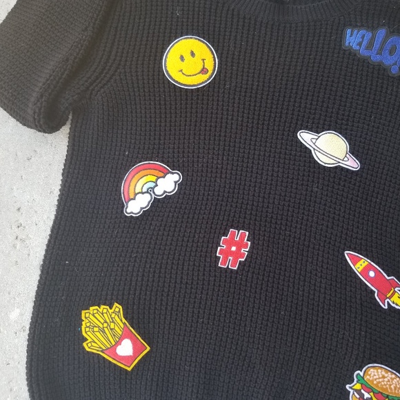 Forever 21 Hi Sun Knit Blue Patches Sweater - Picture 3 of 8